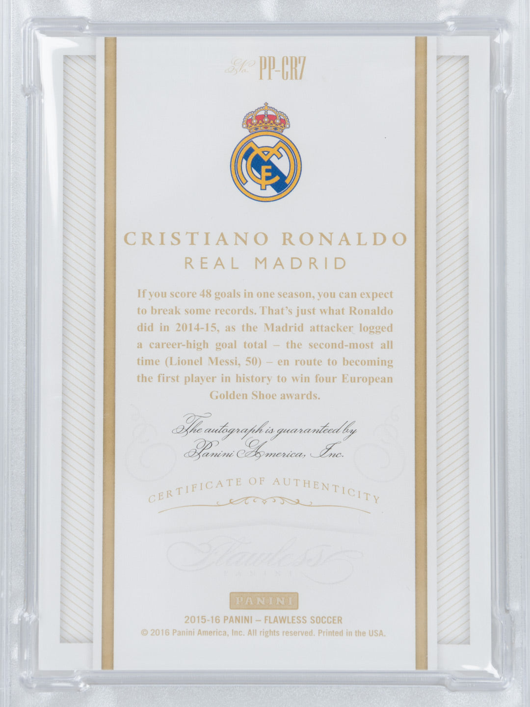 Panini 2016 Panini Flawless Pitch Perfect Autographs Gold (Cristiano Ronaldo) (/10)