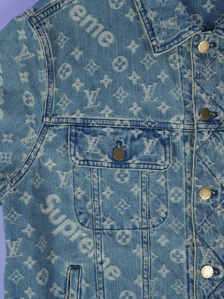 Louis Vuitton / Supreme Jacquard Denim Trucker Jacket Blue