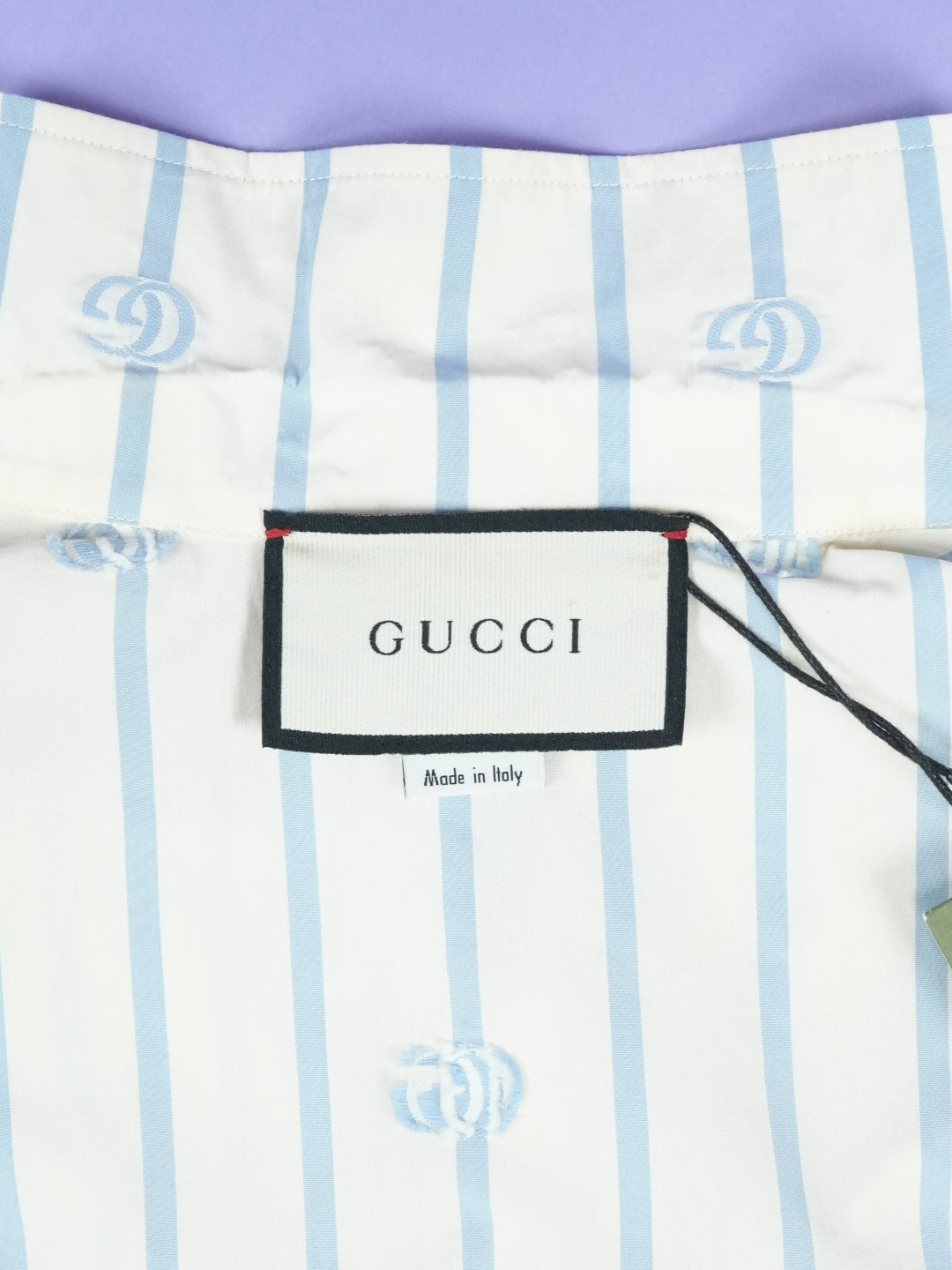 Gucci Double G Striped Cotton Bowling Shirt White