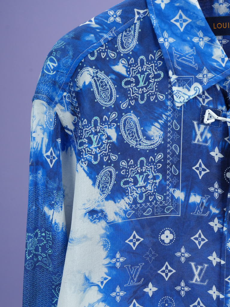 Louis Vuitton	Monogram Bandana Hook Detail Long-Sleeved Shirt Blue/White