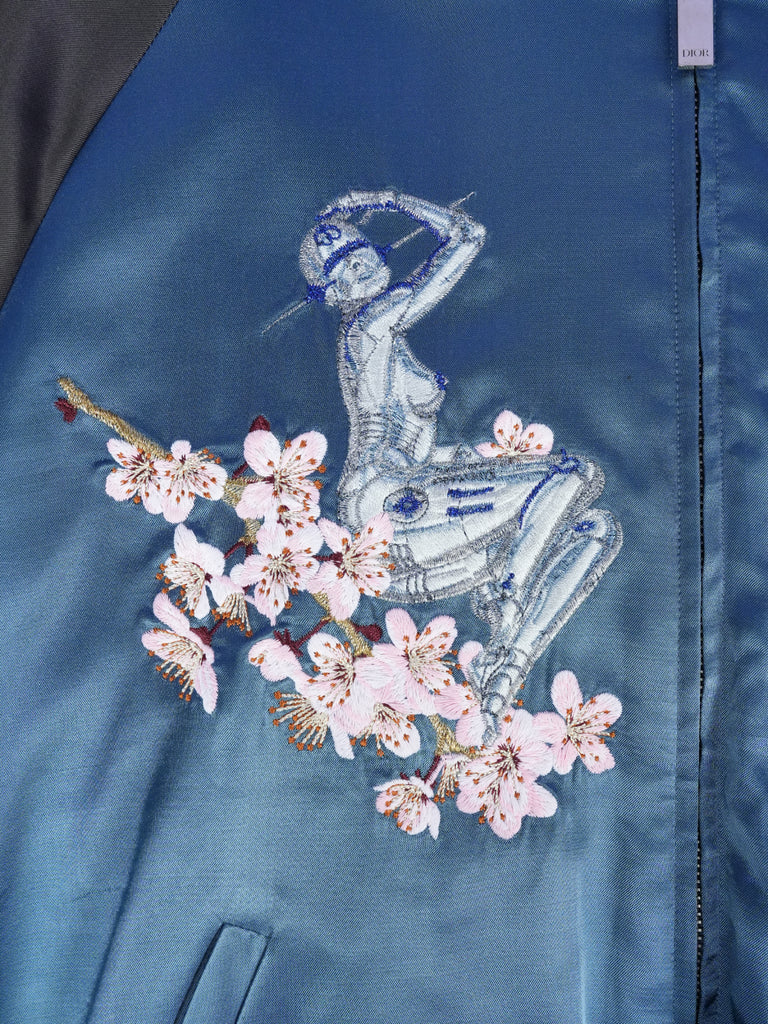 Dior / Sorayama Embroidered Souvenir Bomber Jacket Blue