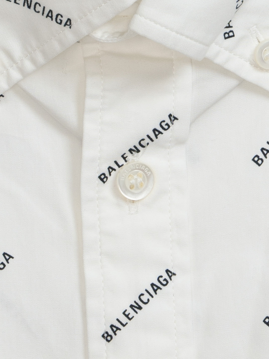 Balenciaga All Over Logo Short Sleeve Shirt White