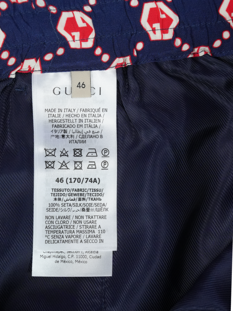 Gucci GG Hexagon Silk Crepe Shorts Blue