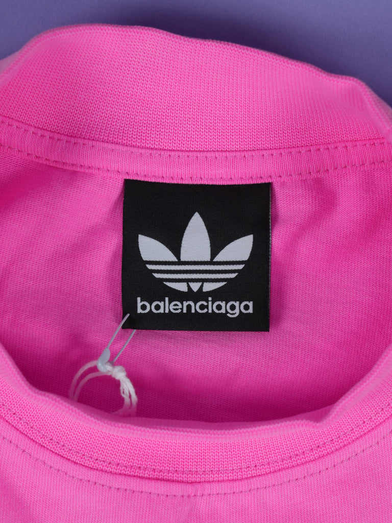 Balenciaga / Adidas Logo Print T-Shirt Neon Pink