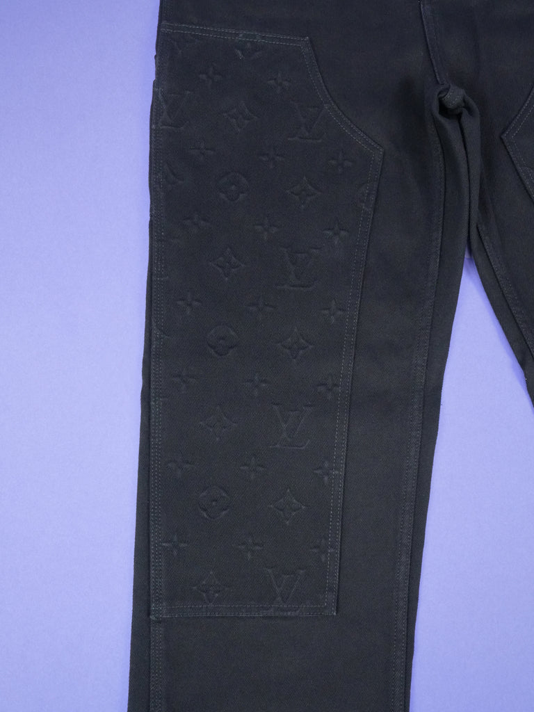 Louis Vuitton Monogram Detail Carpenter Denim Pants Black