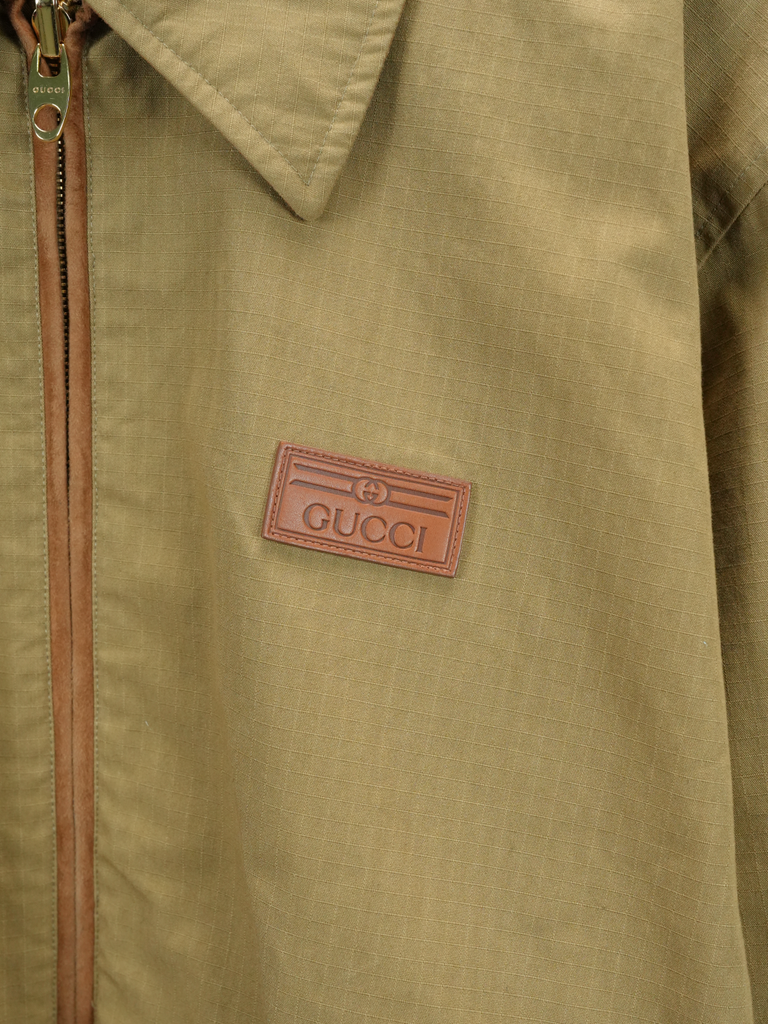 Gucci Reversible Khaki GG Jacket Brown