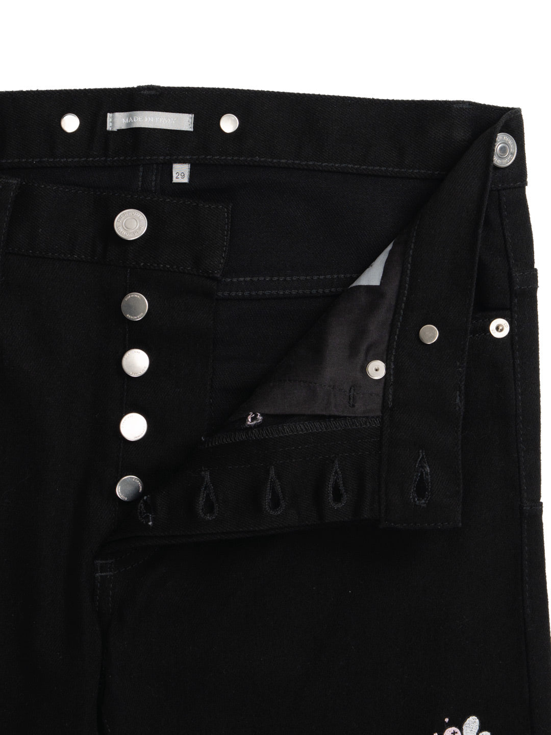 Bee Embroidery Jeans Black
