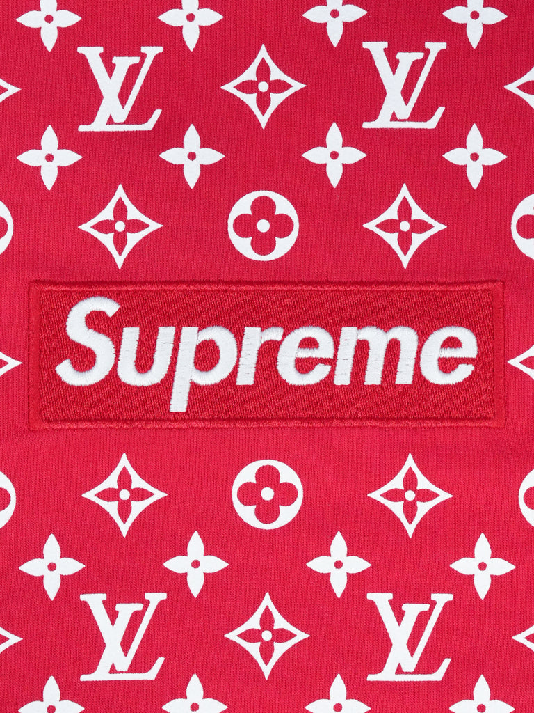 Louis Vuitton / Supreme Box Logo Hooded Sweatshirt Red