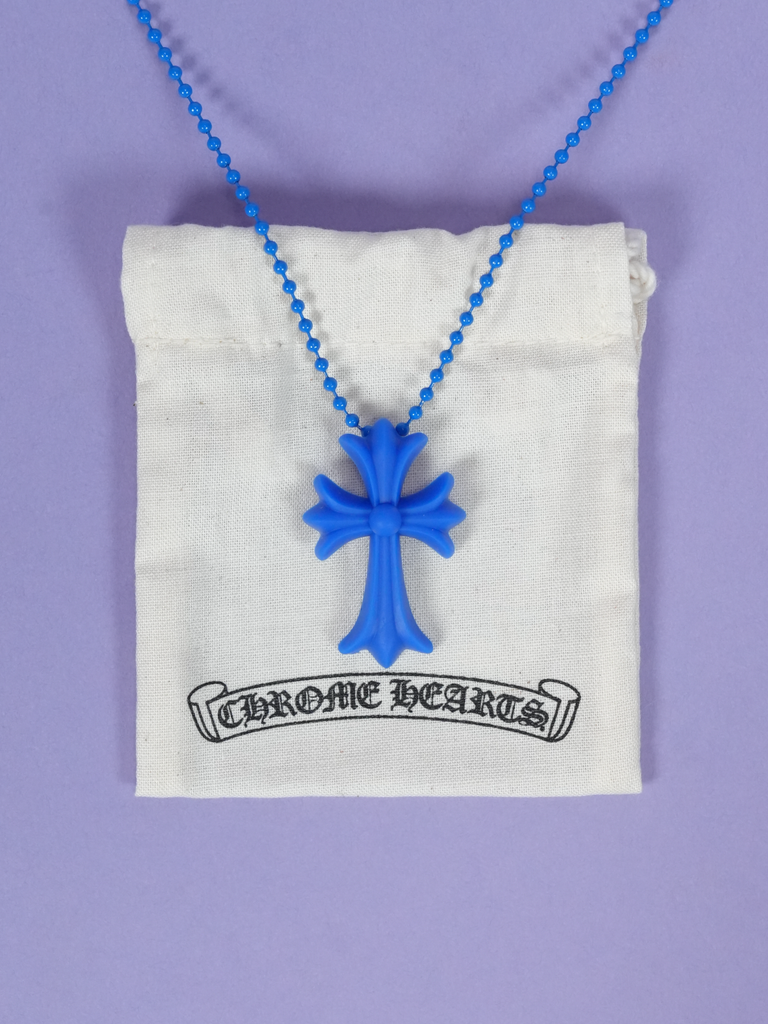 Chrome Hearts Cross Necklace In Silicone Blue