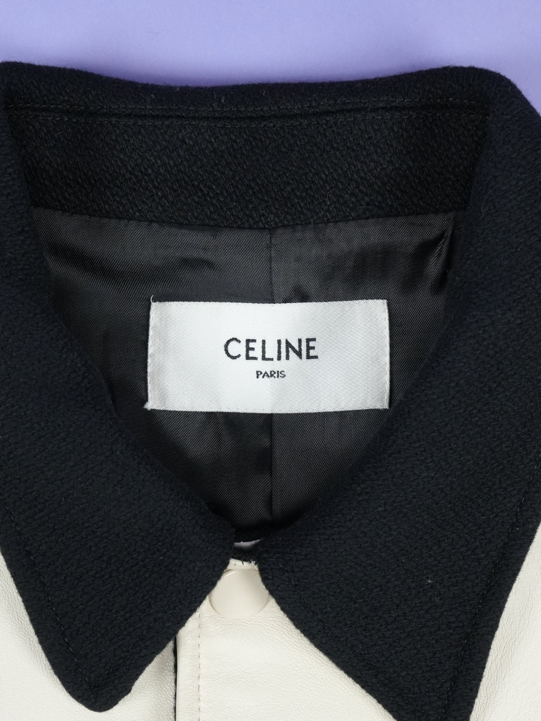 Celine Teddy Jacket In Armored Wool Black