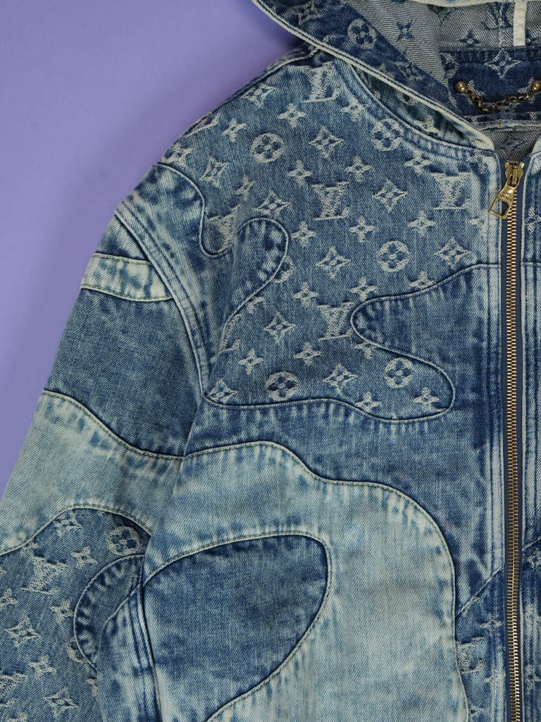 Louis Vuitton / Nigo Monogram Patchwork Denim Hoodie Indigo