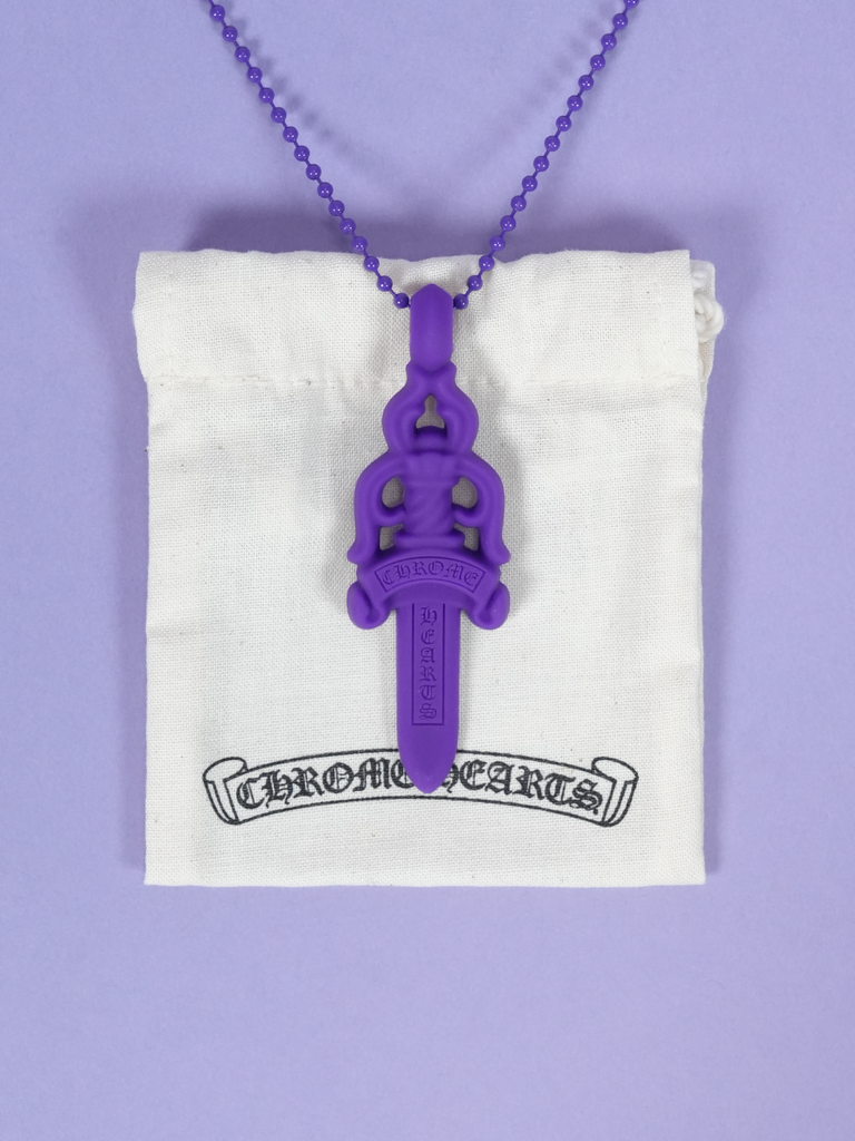 Chrome Hearts Dagger Necklace In Silicone Purple