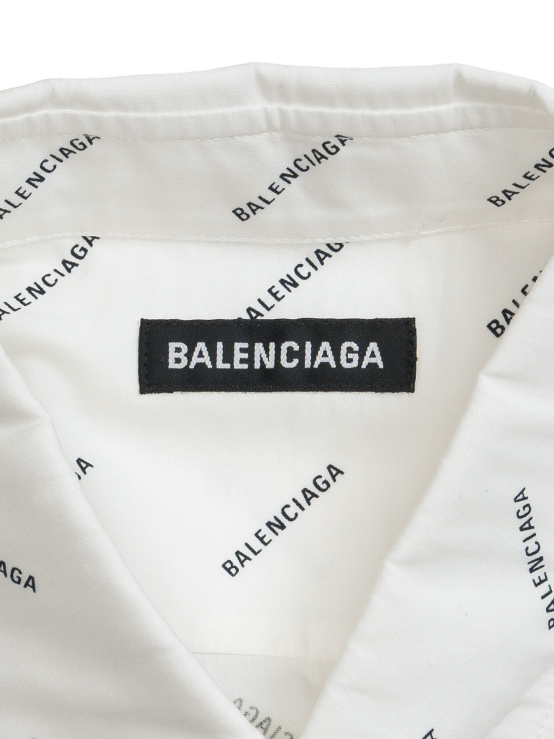 Balenciaga All Over Logo Short Sleeve Shirt White