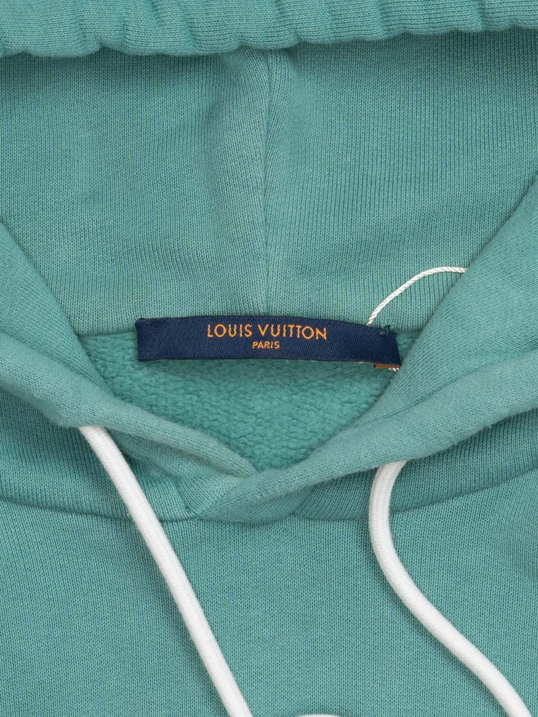 Louis Vuitton	Embroidered Signature Hoodie Ocean