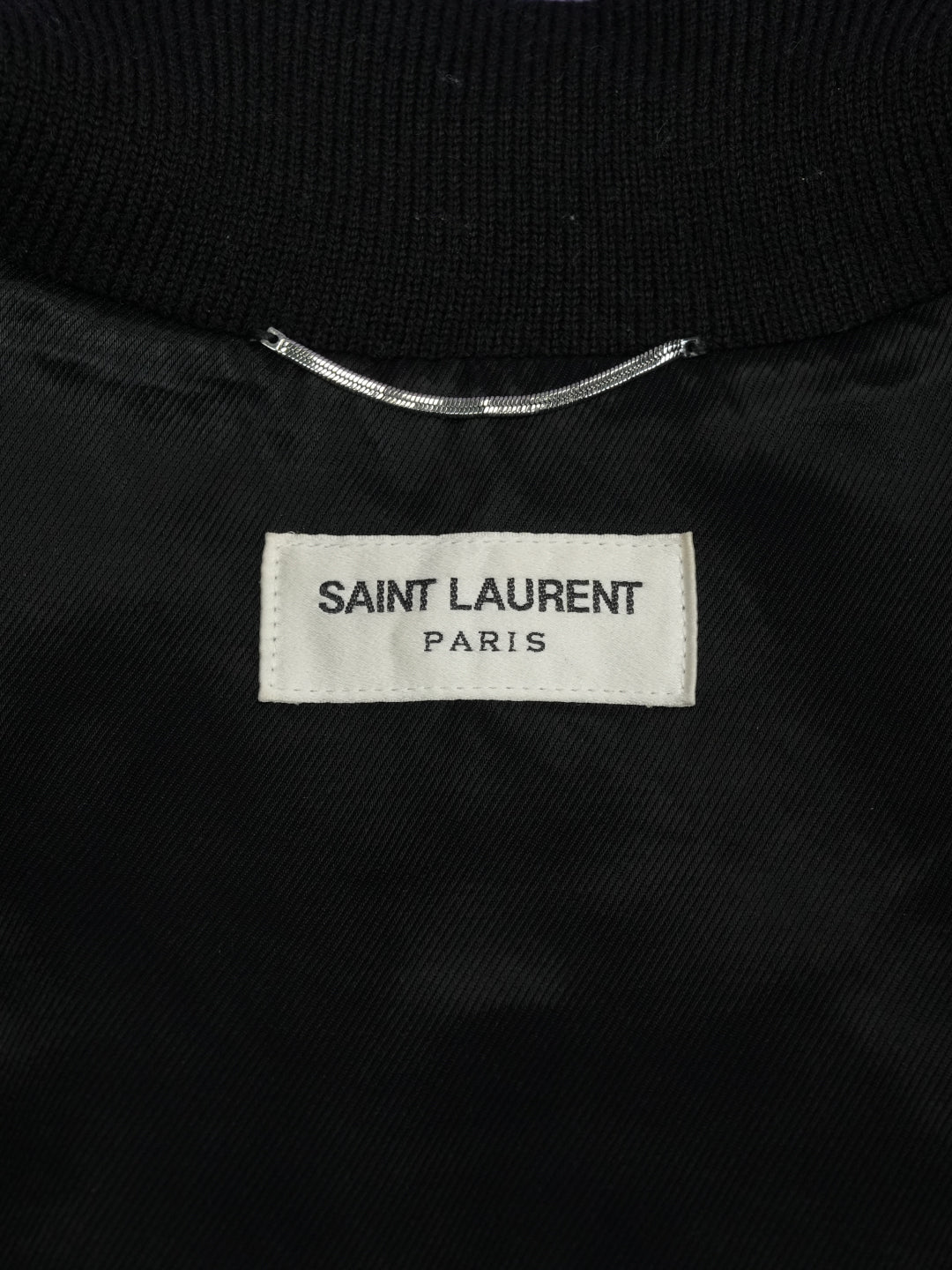 Saint Laurent Logo Teddy Bomber Jacket Black