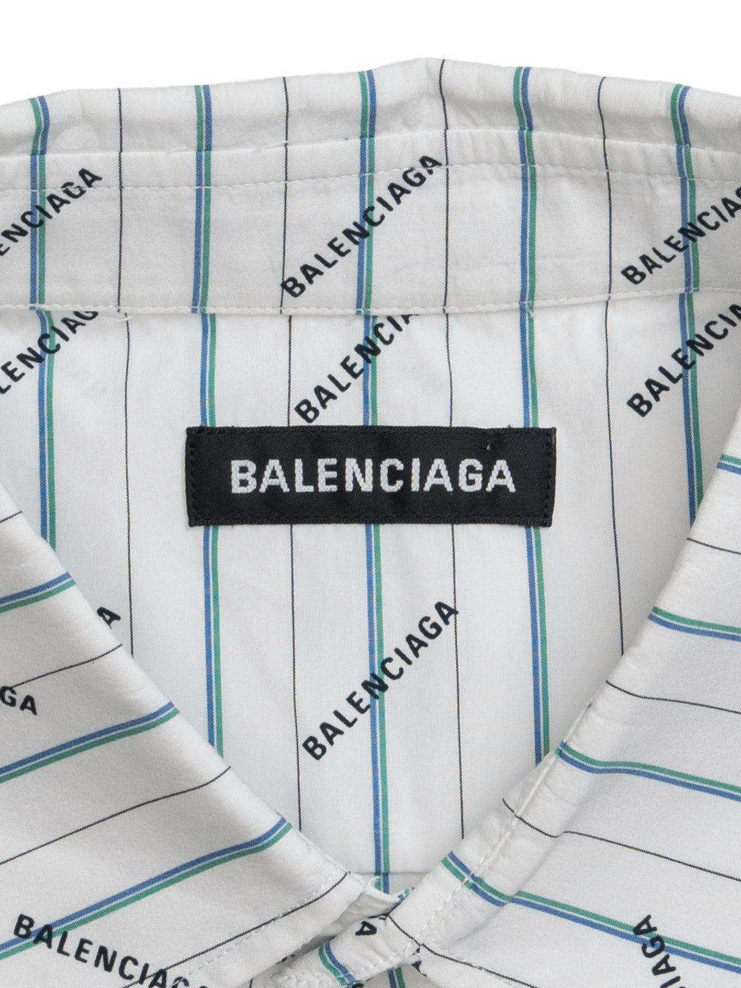 Balenciaga All Over Logo Striped Shirt White