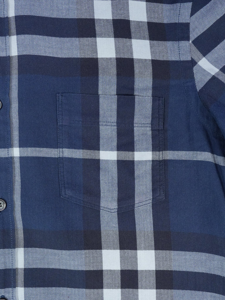 Burberry Check Pattern Cotton Shirt Navy