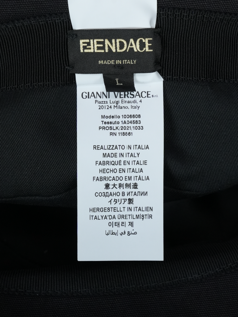 Fendi / Versace Canvas Logo Bucket Hat	Black