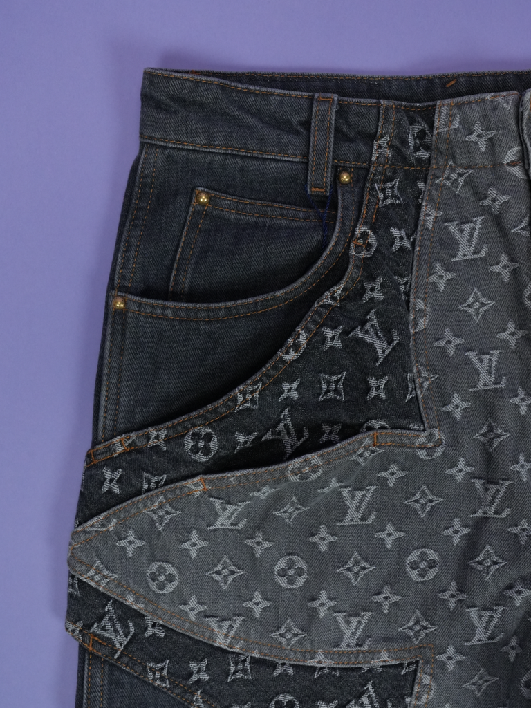 Louis Vuitton Monogram Flower Denim Pants Black