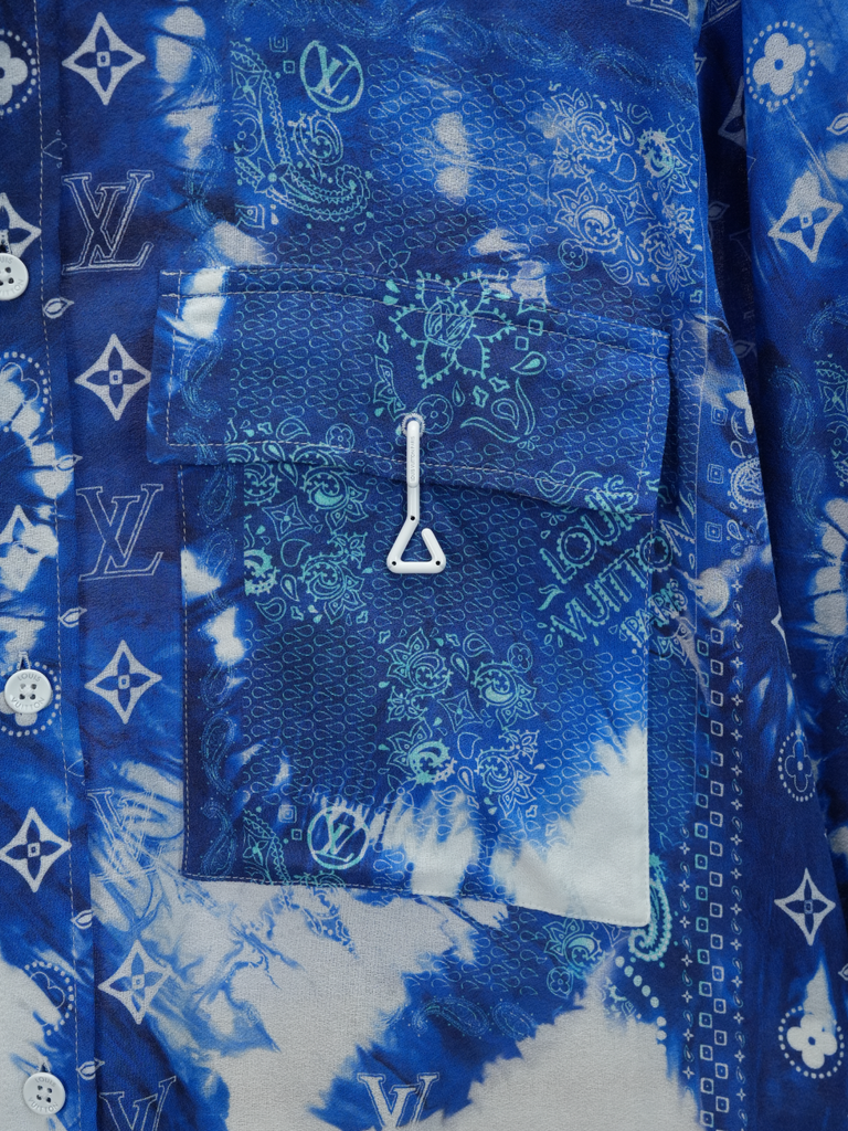 Louis Vuitton	Monogram Bandana Hook Detail Long-Sleeved Shirt Blue/White