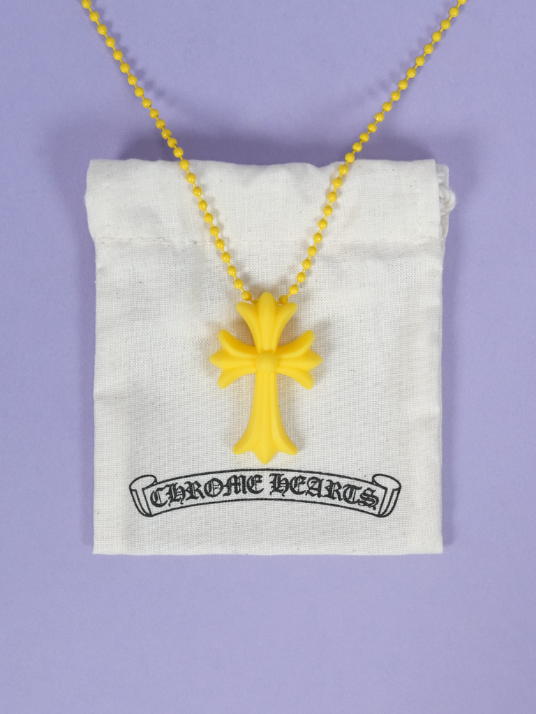 Chrome Hearts Cross Necklace In Silicone Yellow