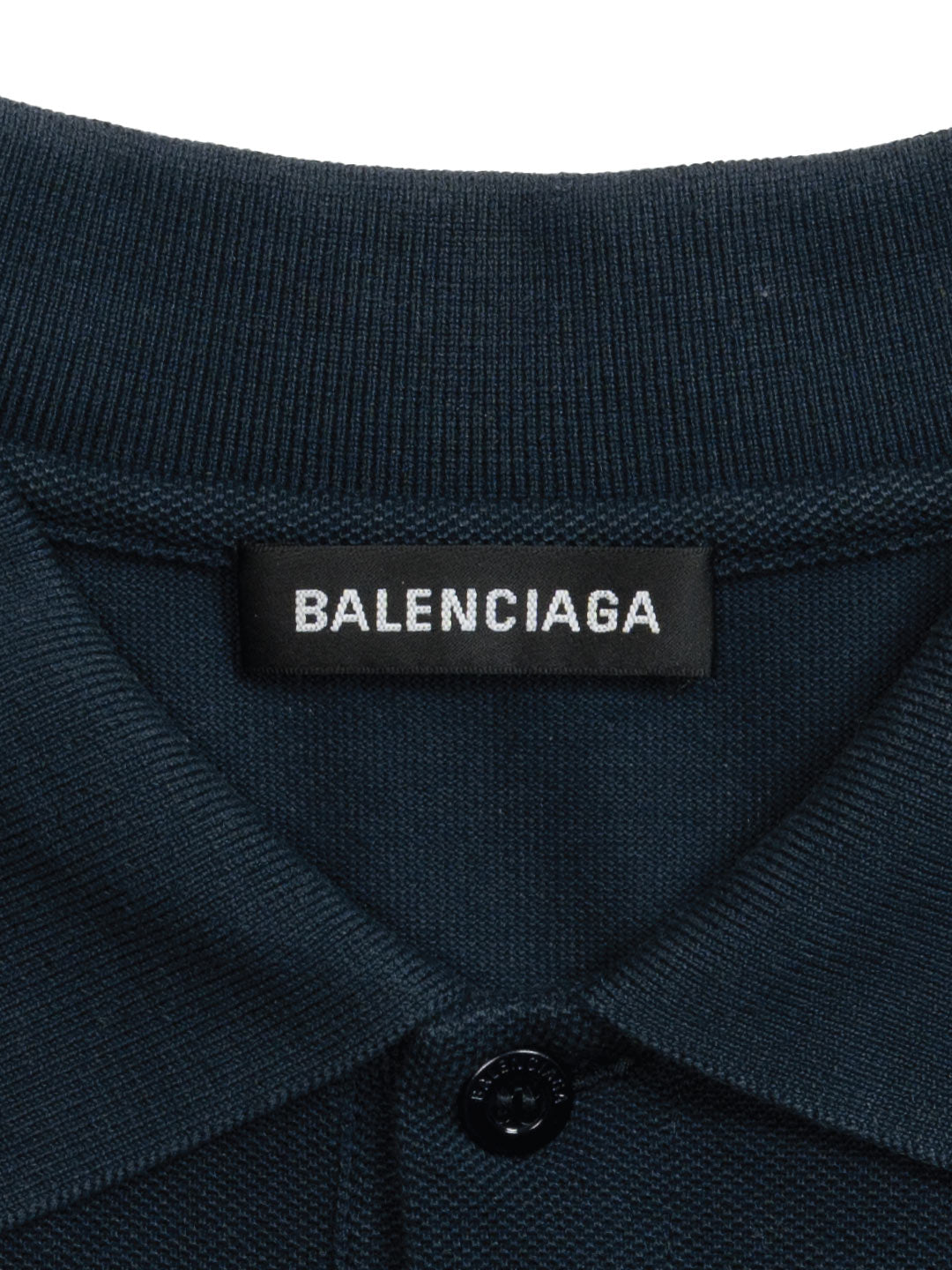 Balenciaga Est. 1917 Logo Print Polo Shirt Navy