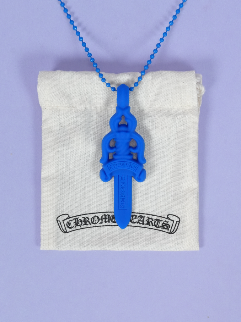 Chrome Hearts Dagger Necklace In Silicone Blue