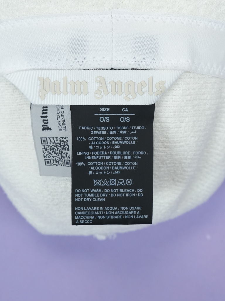 Palm Angels Logo Embroidered Bouclé Bucket Hat White