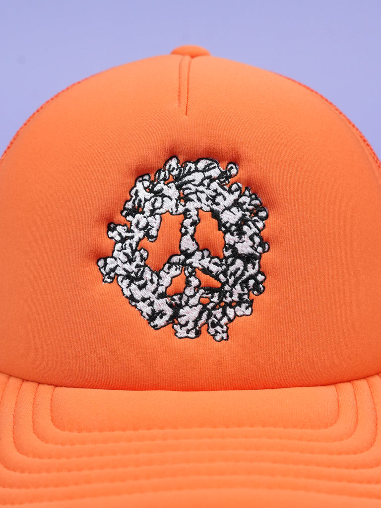 Denim Tears Cotton Peace Wreath Trucker Hat Orange