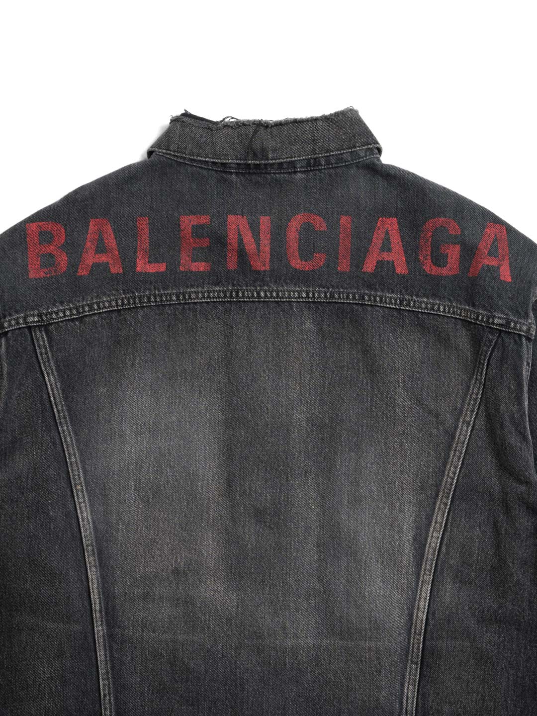 Balenciaga Back Logo Denim Jacket Black/Red