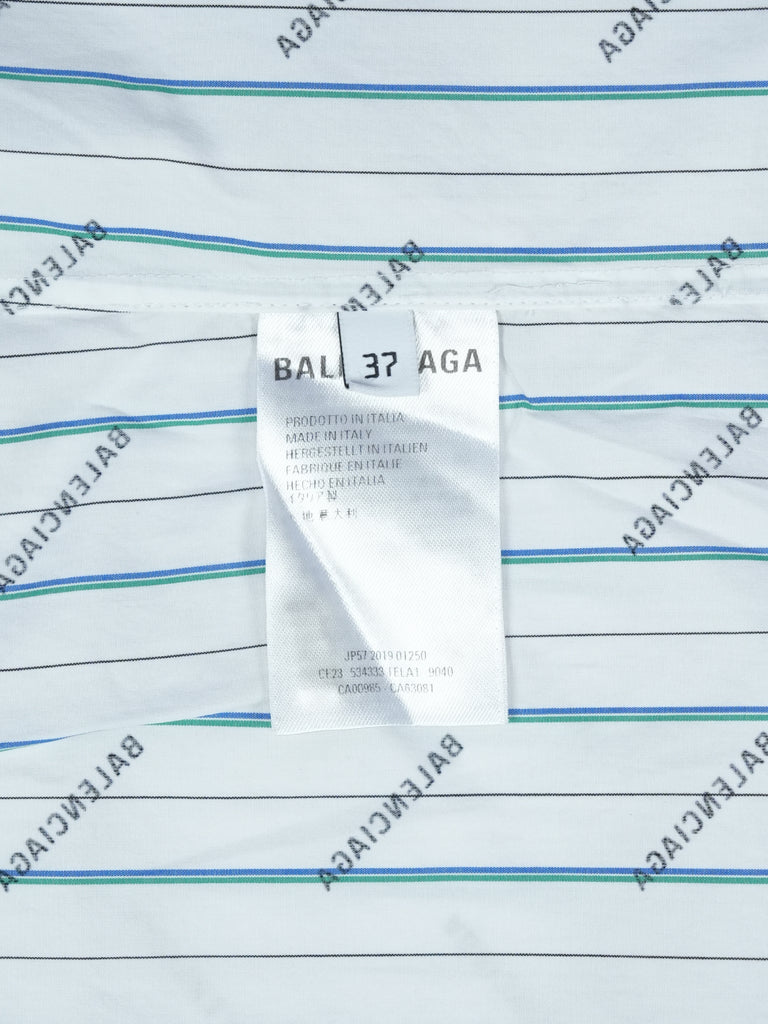 Balenciaga All Over Logo Striped Shirt White