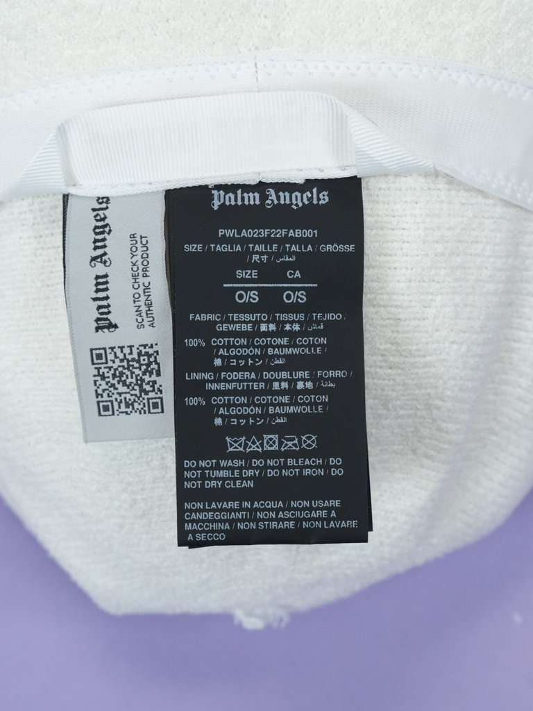 Palm Angels Logo Embroidered Bouclé Bucket Hat White