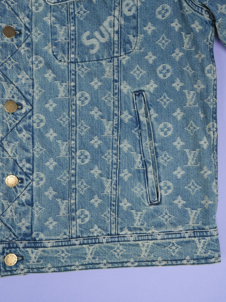 Louis Vuitton / Supreme Jacquard Denim Trucker Jacket Blue