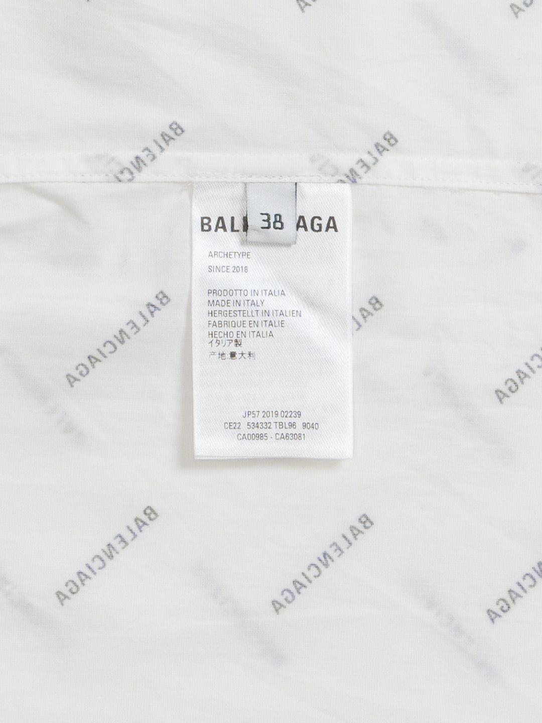 Balenciaga All Over Logo Short Sleeve Shirt White