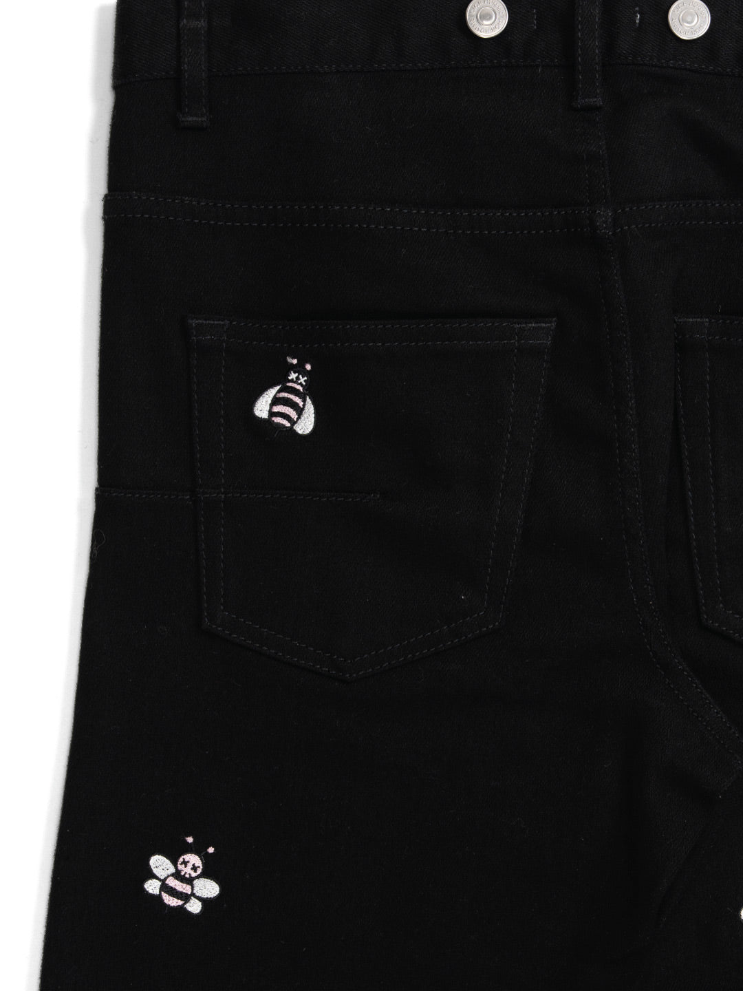 Bee Embroidery Jeans Black