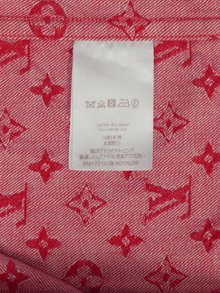 Louis Vuitton / Supreme Jacquard Denim Baseball Jersey Red