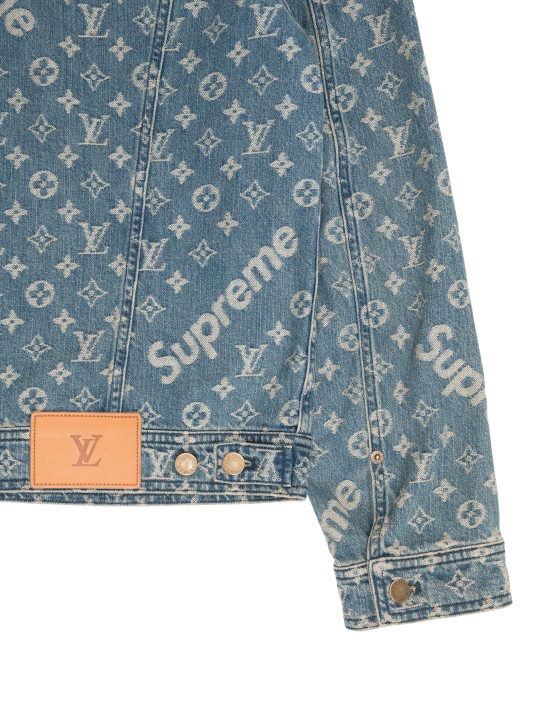 Louis Vuitton / Supreme Jacquard Denim Trucker Jacket Blue