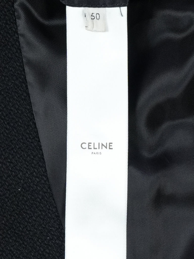 Celine Teddy Jacket In Armored Wool Black