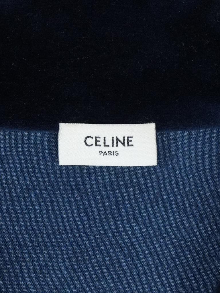 Celine Triomphe Tracksuit Jacket in Velvet Jersey Navy