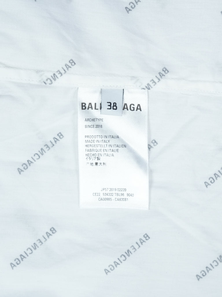 Balenciaga All Over Logo Short Sleeve Shirt White