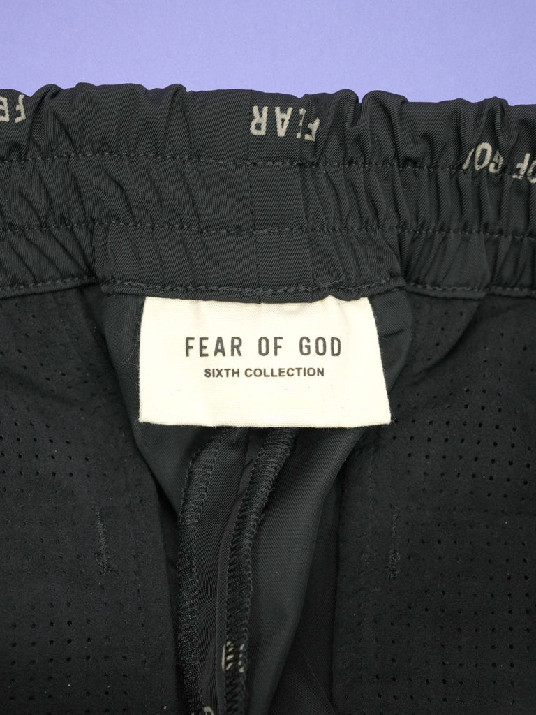 Fear of God All Over Print Baggy Nylon Pants Black