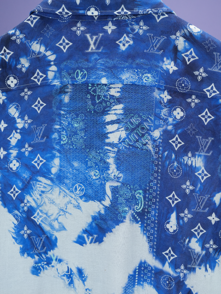 Louis Vuitton	Monogram Bandana Hook Detail Long-Sleeved Shirt Blue/White