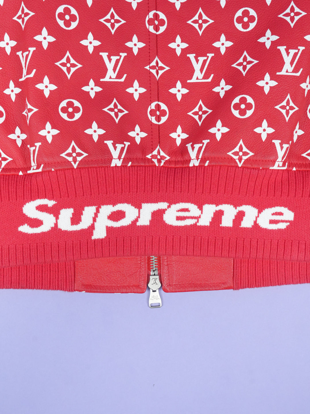 Louis Vuitton	/ Supreme Leather Baseball Jacket Red