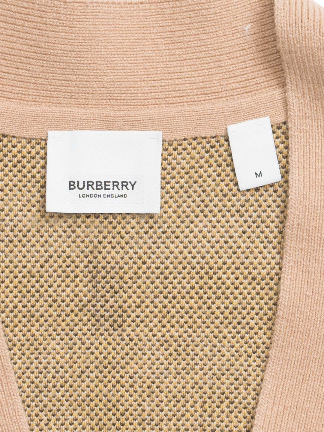 Burberry	Checkered V-Neck Knitted Cardigan	Brown