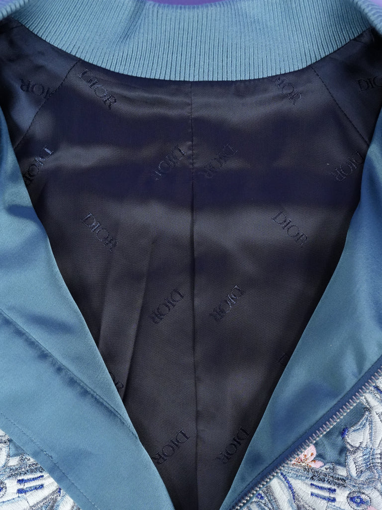 Dior / Sorayama Embroidered Souvenir Bomber Jacket Blue