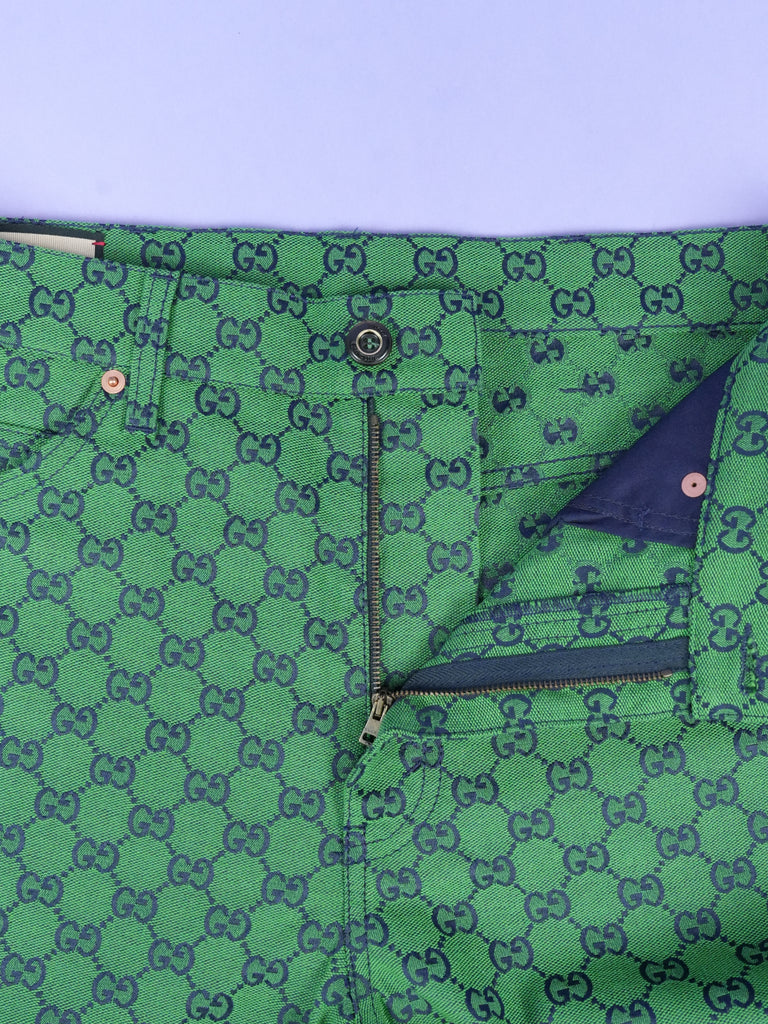 Gucci GG Jacquard Organic Cotton Blend Trousers Green