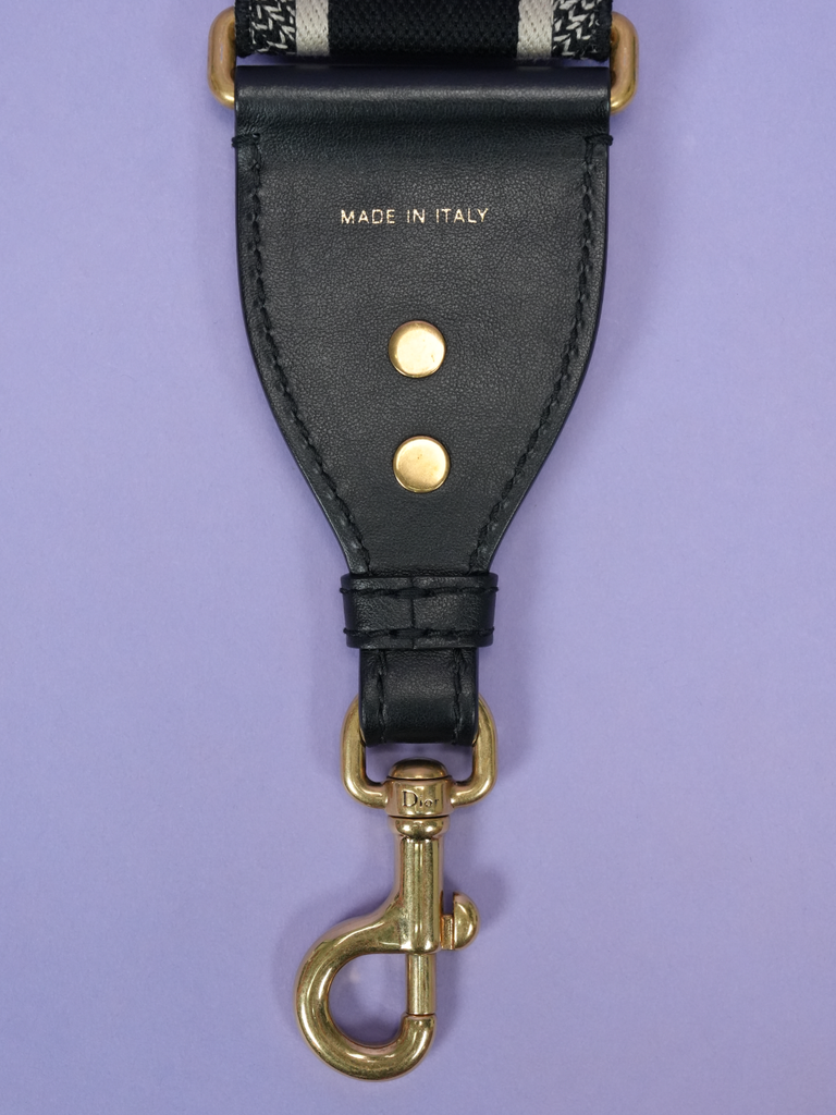 Dior Adjustable Shoulder Embroidery Strap Black