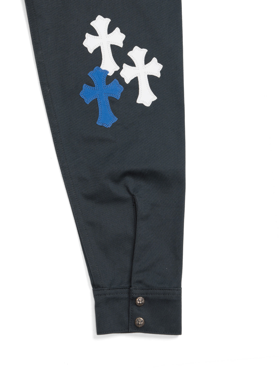 Chrome Hearts Work Dog Blue White Cross Patch Shirt	Black