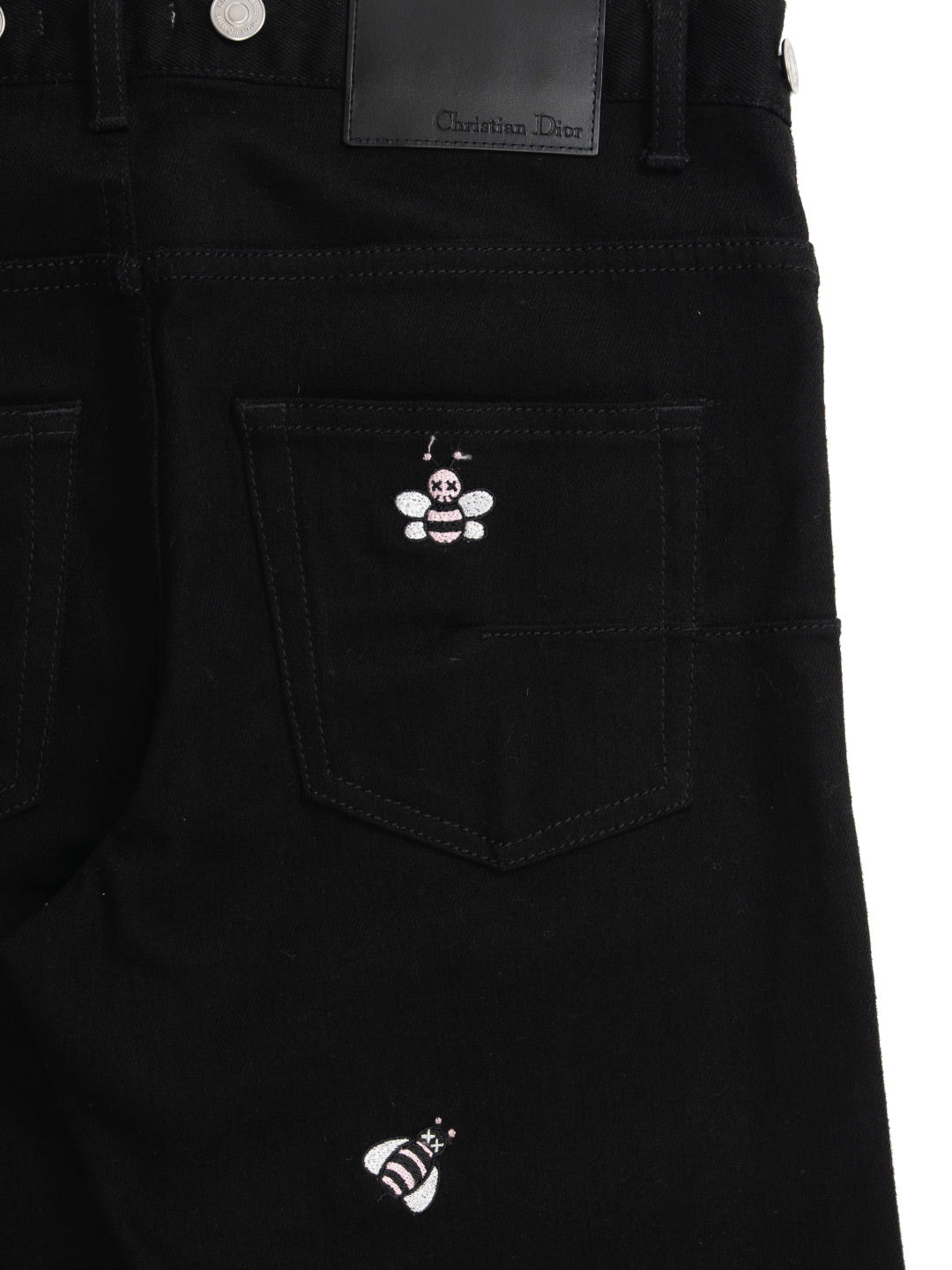 Bee Embroidery Jeans Black