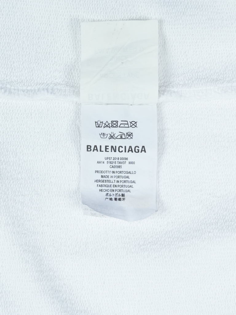 Balenciaga Logo Organic Fleece Hoodie White